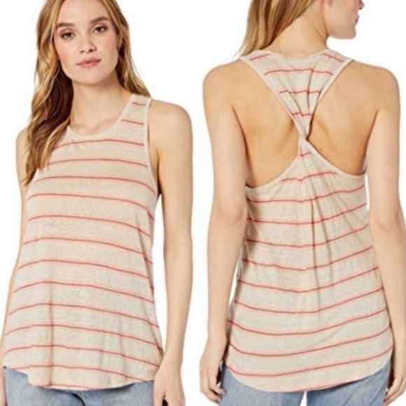 Joie Rayson Linen Striped Sleeveless Twist Racerback Top Size Large Women - Picture 1 of 9